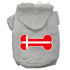 Bone Shaped Denmark Flag Screen Print Pet Hoodies Grey S (10)