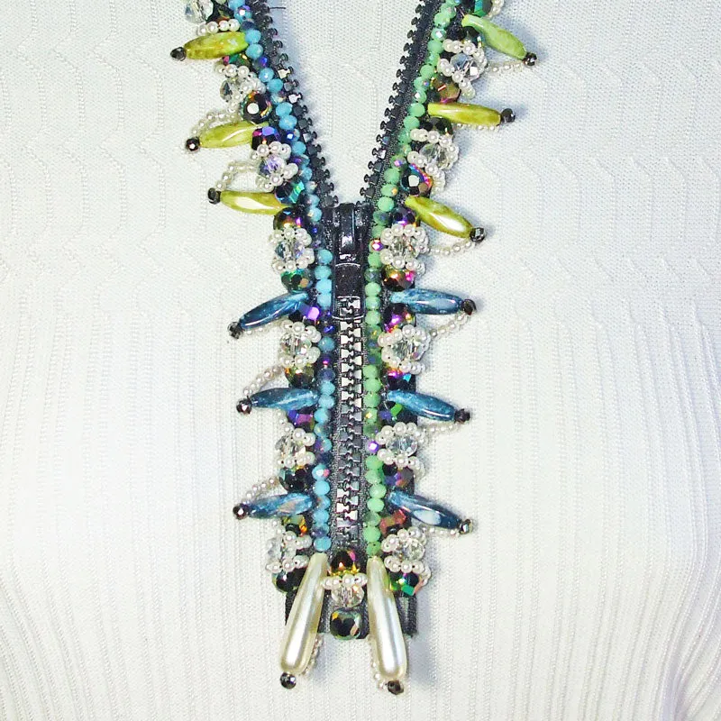 Carmella, Beaded Zipper Necklace