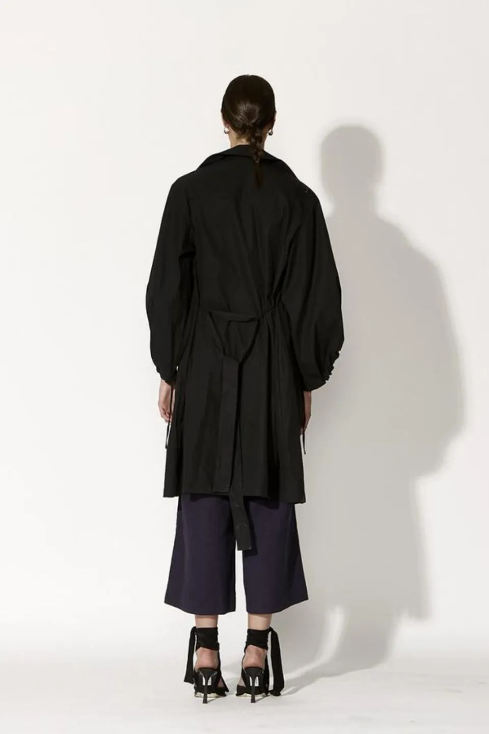 High Hopes Balloon Sleeve Black Trench Coat