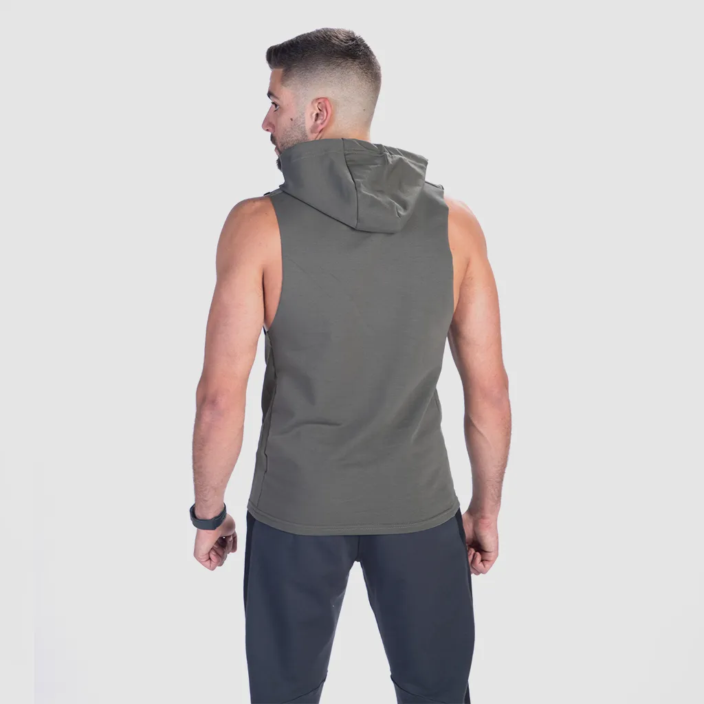 MEN CREED HALF HOODIE (OLIVE-GREEN)