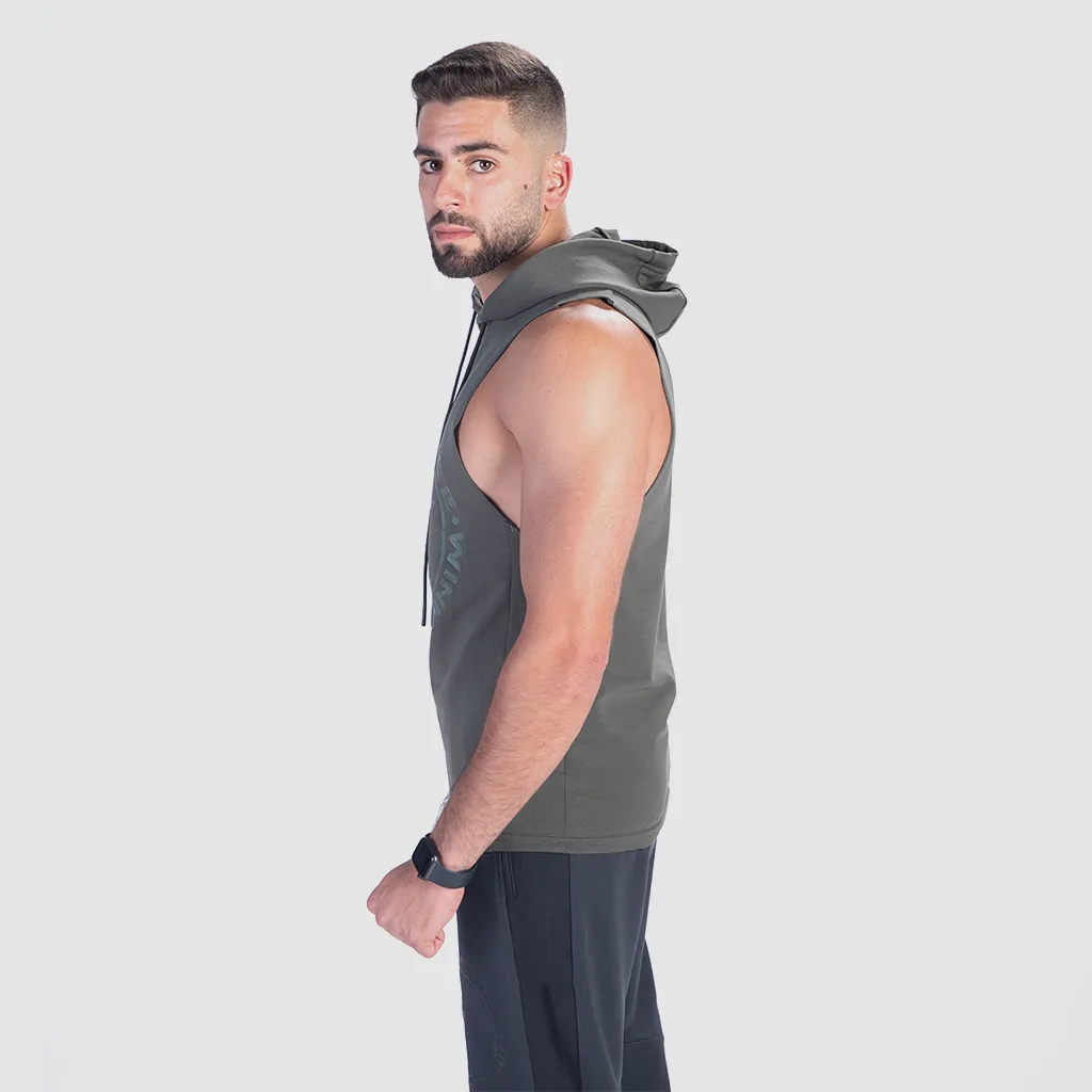 MEN CREED HALF HOODIE (OLIVE-GREEN)