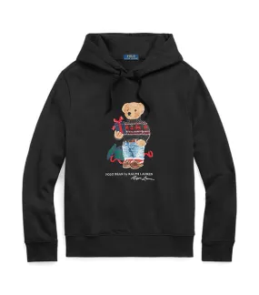 Men's Polo Bear Fleece Hoodie Polo Black Gift Bear
