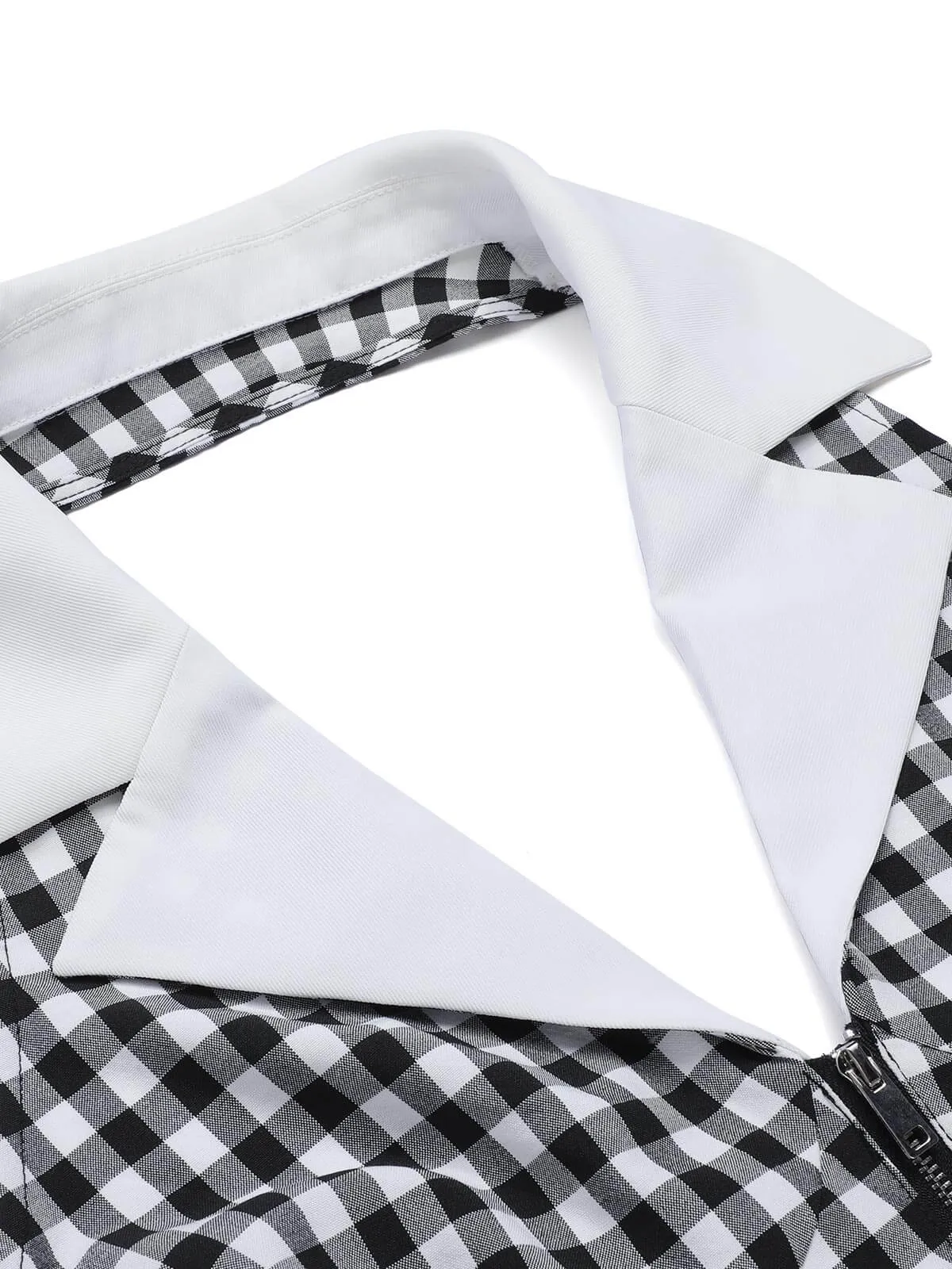 [Pre-Sale] Black White 1940s Plaid Lapel Halter Jumpsuit