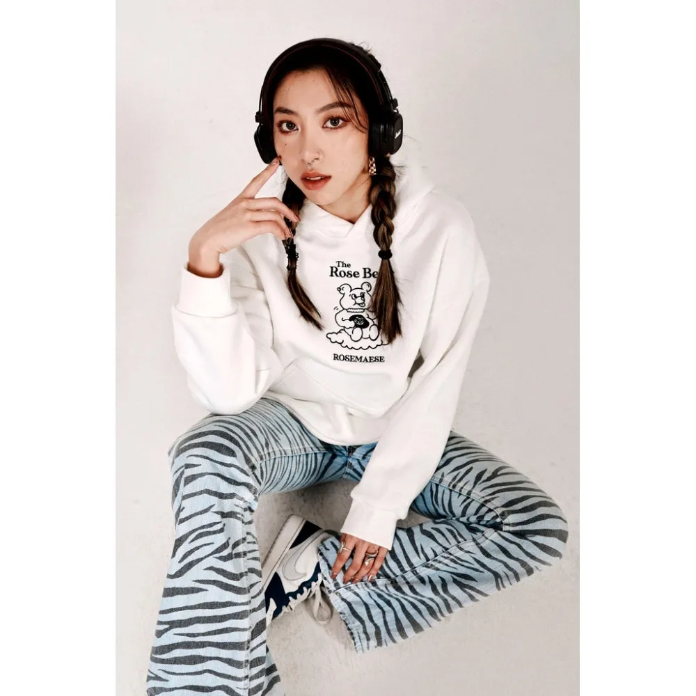 ROSEMAESE BEAR HOODIE-WHITE