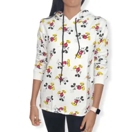 Women Hoodie Sweatshirt - White Mickey
